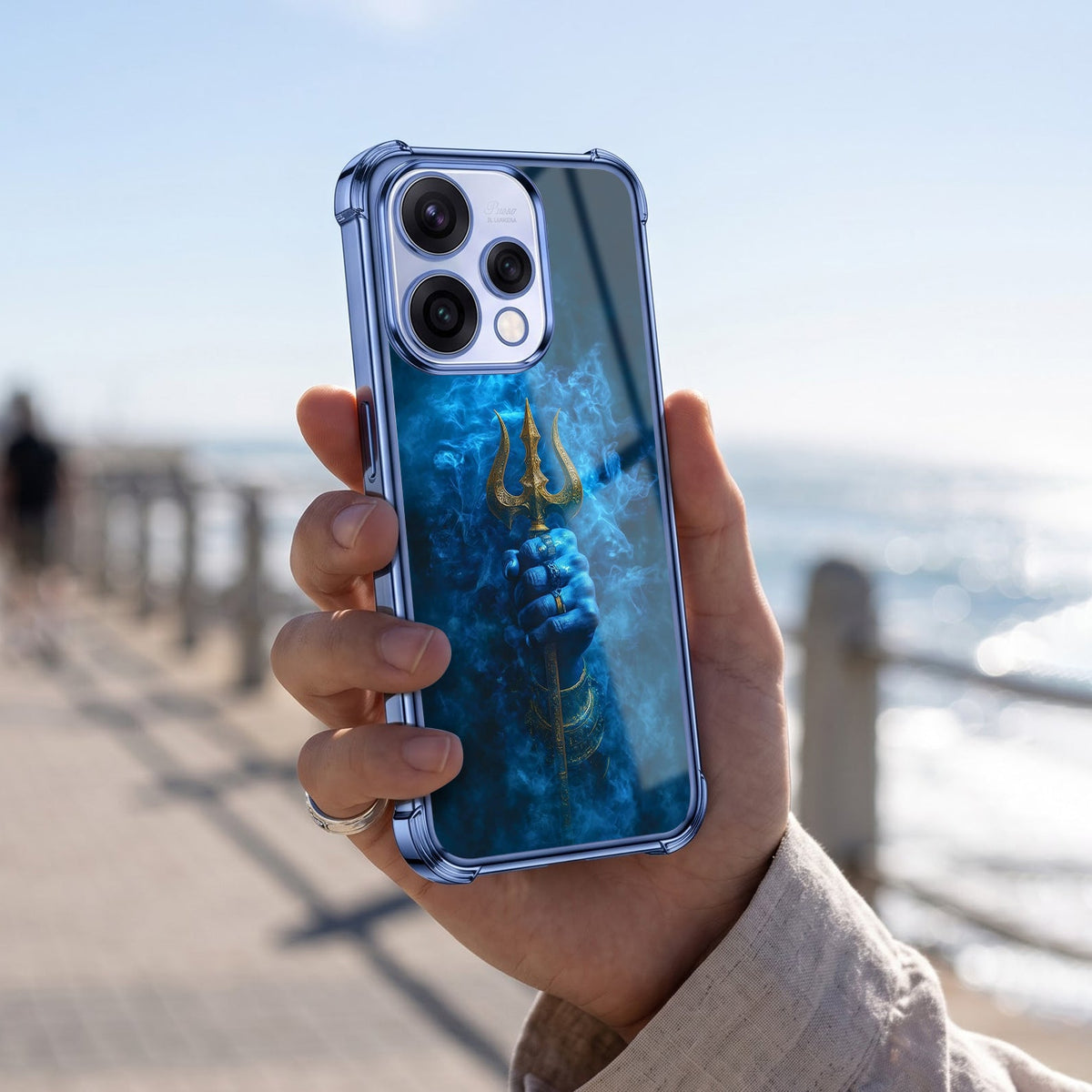 Oppo Reno 15 5G Premium Shiv Trishul Blue Airbags Printed Back Case