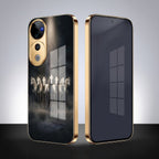 Vivo V40 Pro 5G Running Horses Gold Electroplated Glass Phone Back Case
