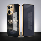 Oppo Reno 13 5G Running Horses Gold Electroplated Glass Phone Back Case
