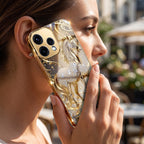 Oppo Reno 15 5G Luxury Horse Texture Gold Electroplated Glass Phone Back Case