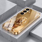 Samsung Galaxy A56 5G Luxury Lion Gold Electroplated Glass Phone Back Case