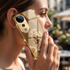 Vivo V40 Pro 5G Luxury Lion Gold Electroplated Glass Phone Back Case