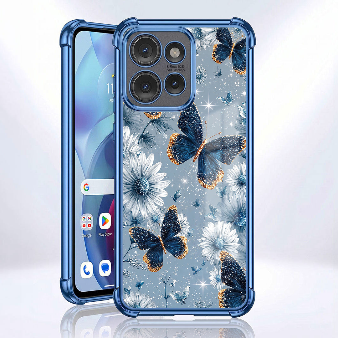Motorola Edge 50 Neo 5G Blue Butterfly Floral Blue Airbags Printed Back Case