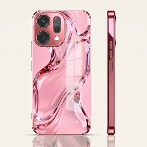 Oppo Reno 14 5G Crystal Wave Energy Pink Electroplated Glass Phone Back Case