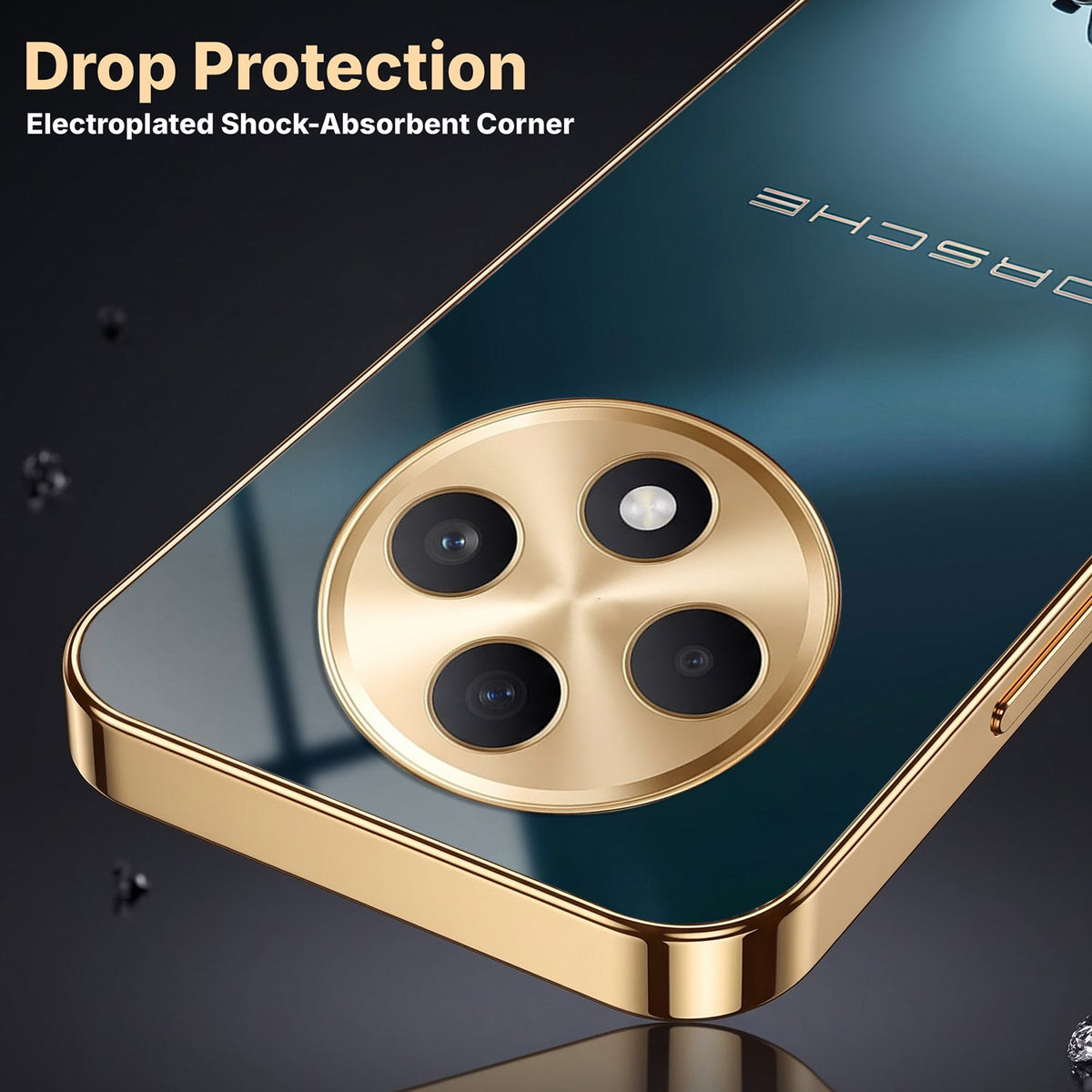 Oppo F27 Pro+ 5G Porsche Luxury Gold Electroplated Glass Phone Back Case