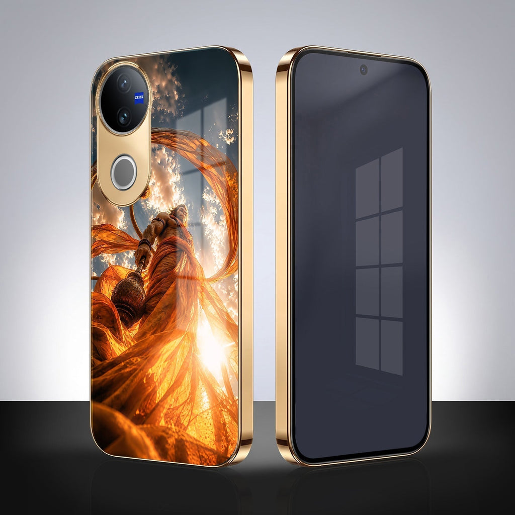 Vivo T4R 5G Divine Hanuman Gold Electroplated Glass Phone Back Case