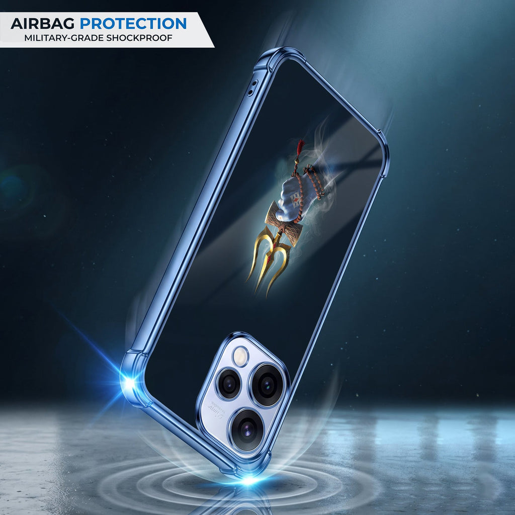 Oppo Reno 15 5G Premium Golden Trishul Blue Airbags Printed Back Case