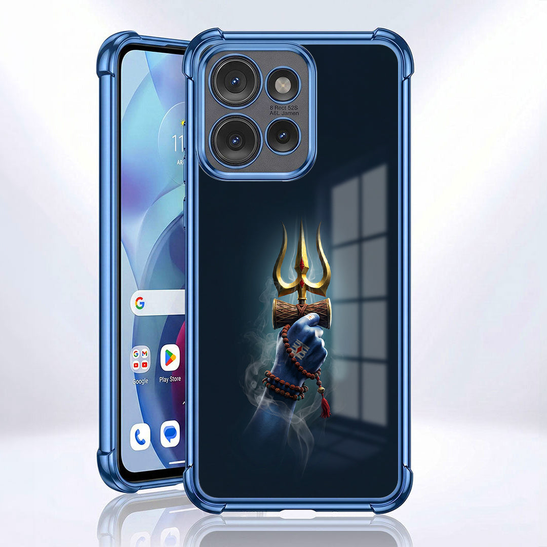 Motorola Edge 50 5G Premium Golden Trishul Blue Airbags Printed Back Case