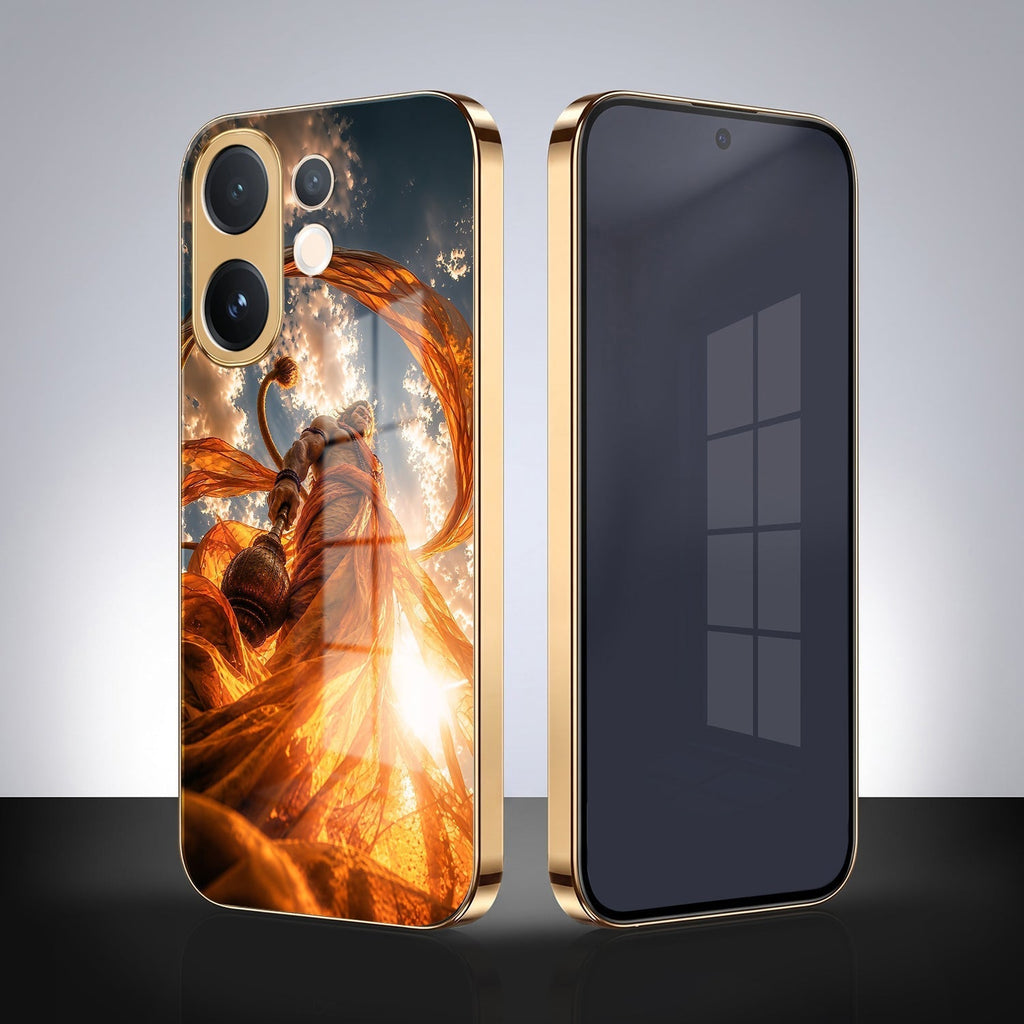 Vivo V60e 5G Divine Hanuman Gold Electroplated Glass Phone Back Case