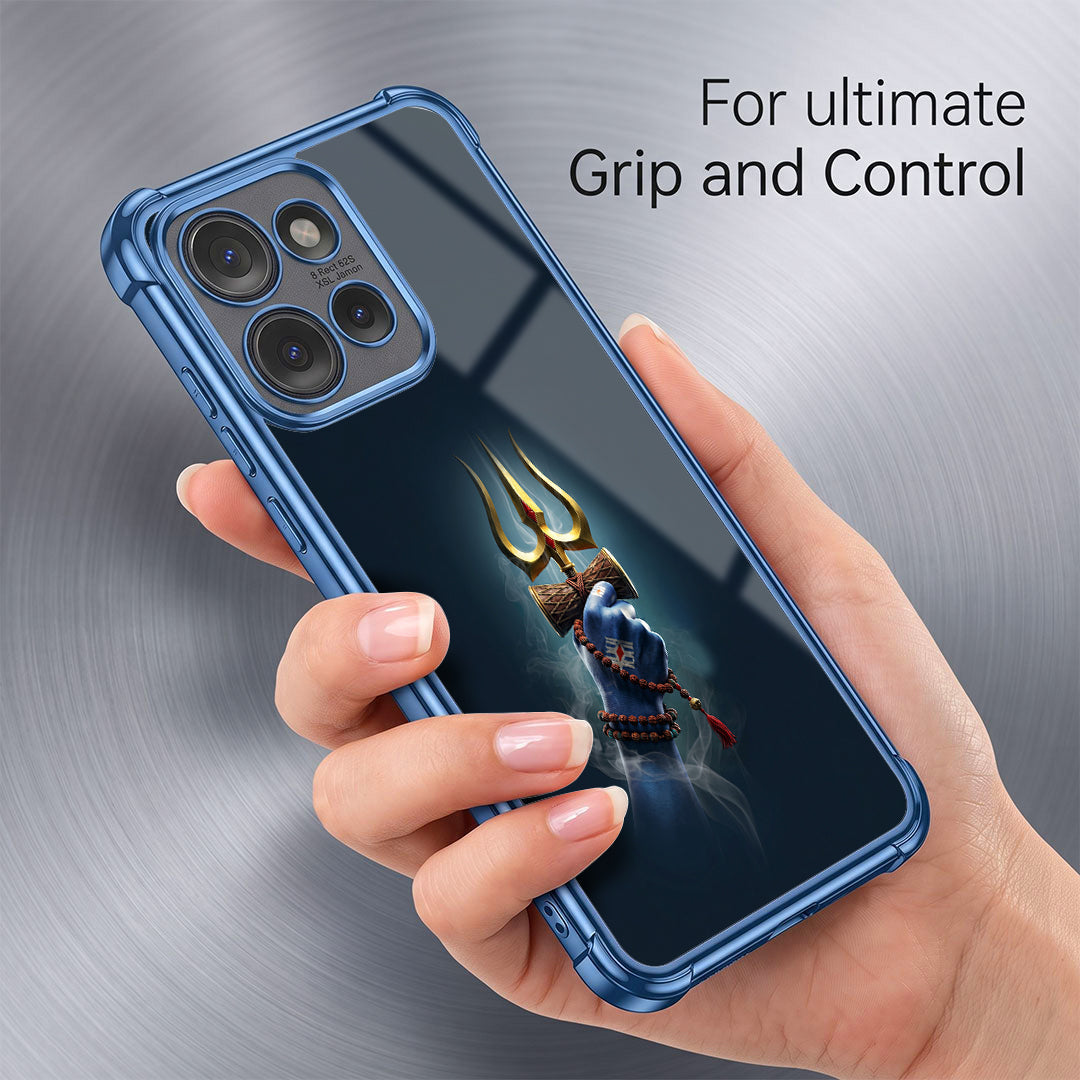 Motorola Edge 50 Neo 5G Premium Golden Trishul Blue Airbags Printed Back Case