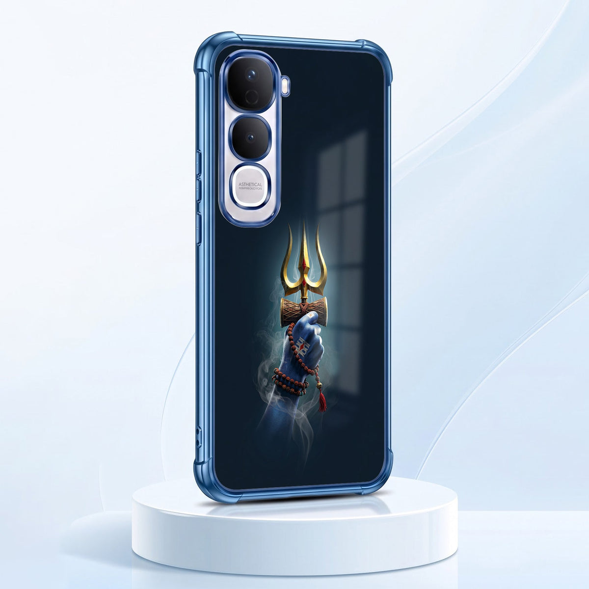 Vivo Y400 Pro 5G Premium Golden Trishul Blue Airbags Printed Back Case