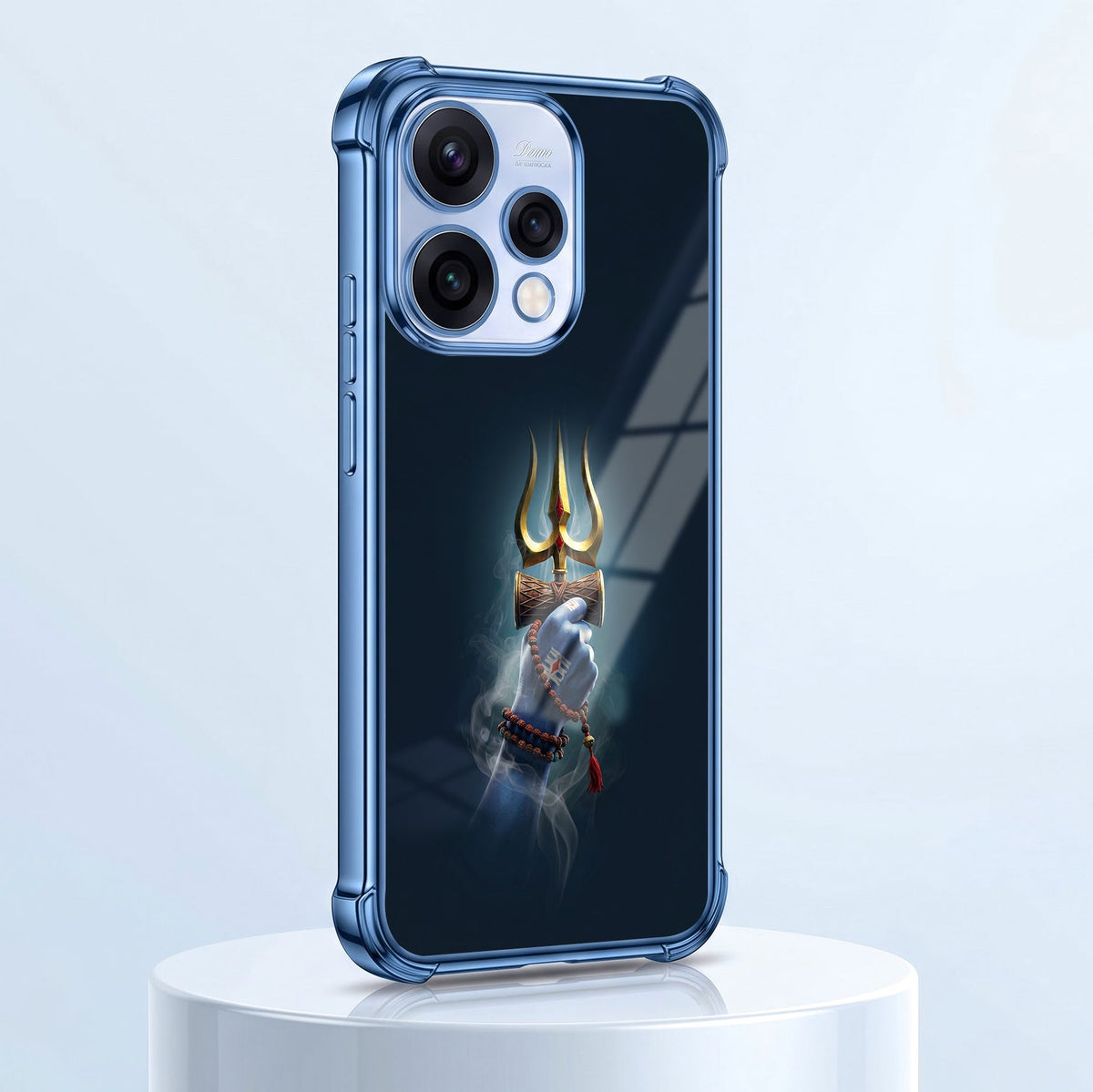 Oppo Reno 15 5G Premium Golden Trishul Blue Airbags Printed Back Case