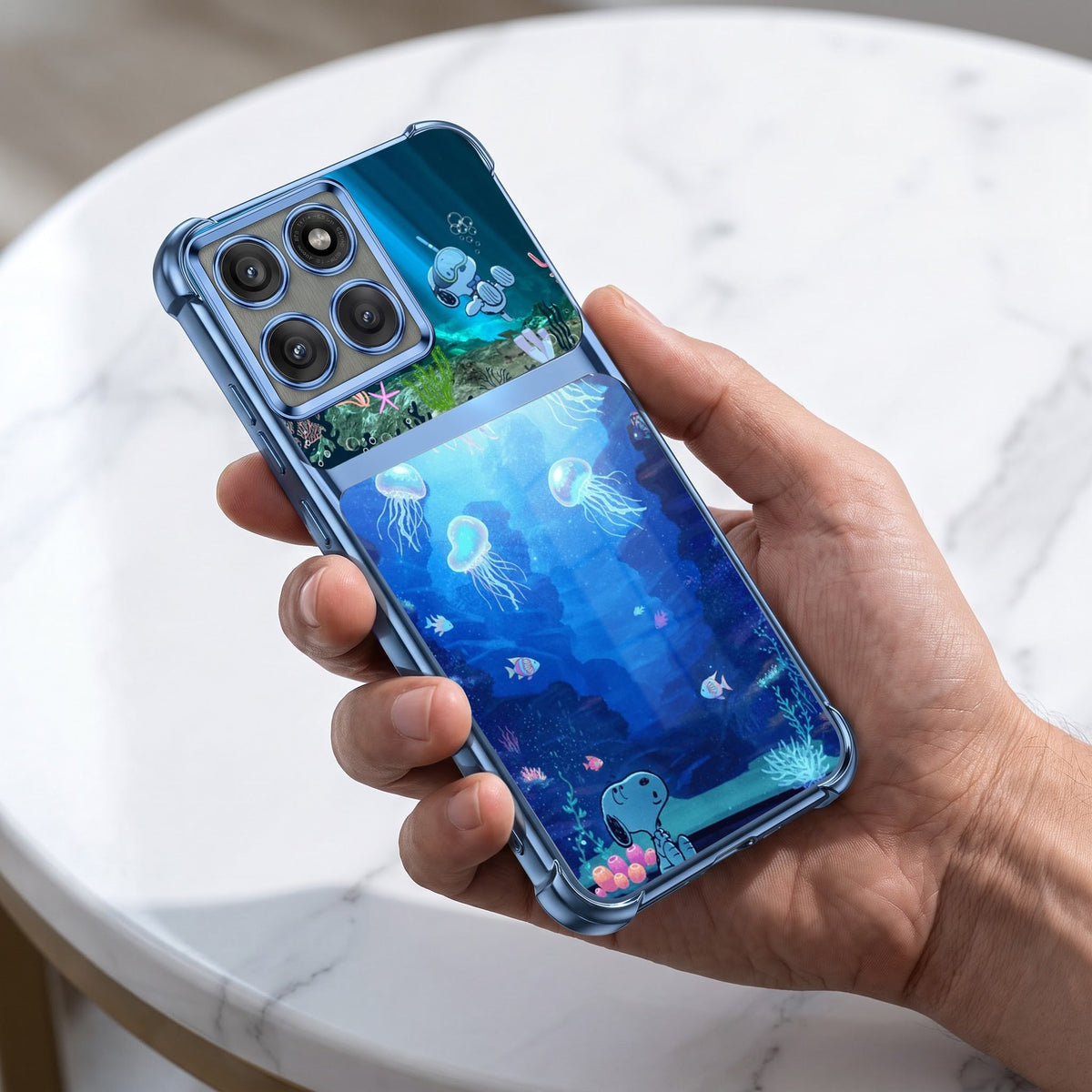 Motorola Edge 60 Pro 5G Mystic Jellyfish Dual-Tone Transparent Blue Airbags Case