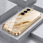 Samsung Galaxy A36 5G Marvel Texture Gold Electroplated Glass Phone Back Case