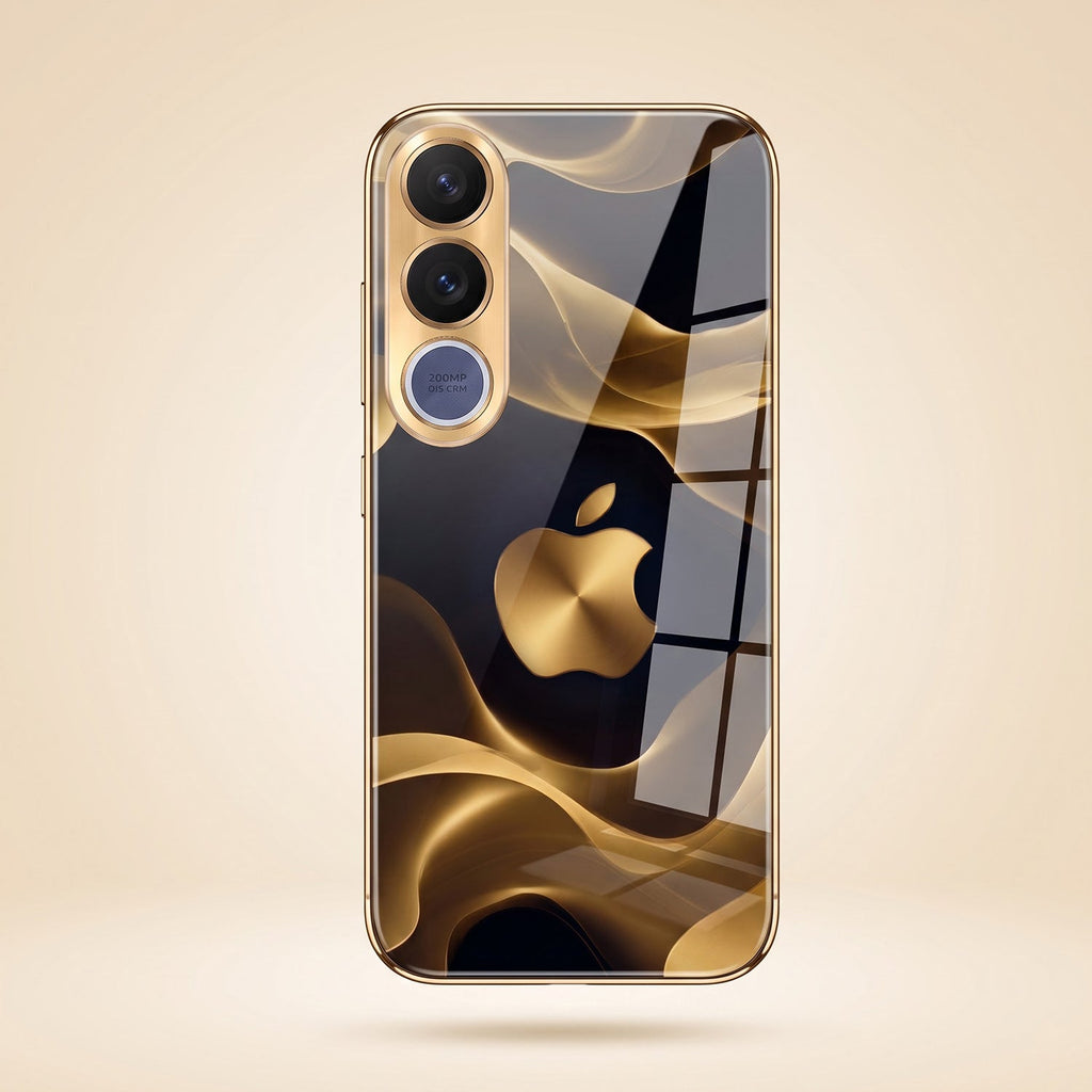 Vivo V70 FE 5G Luxury Wave Gold Electroplated Glass Phone Back Case
