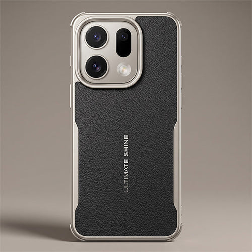 Oppo Find X9 Pro 5G Premium Leather-Style Phone Case with Chrome Finish Frame Elegant Protective Cover