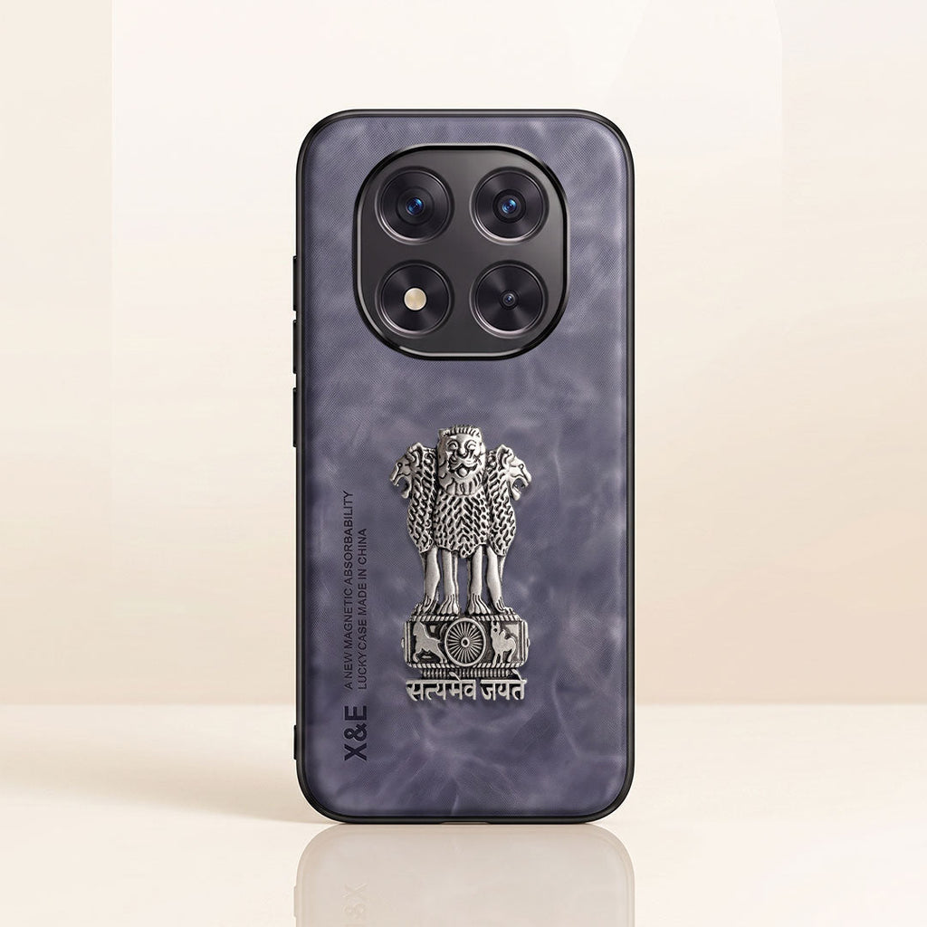 Redmi Note 14 Pro+ 5G Metal Emblem Satyamev Jayate Comfortable Sheepskin Phone Case