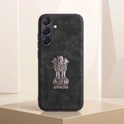 Samsung Galaxy A35 5G Metal Emblem Satyamev Jayate Comfortable Sheepskin Phone Case