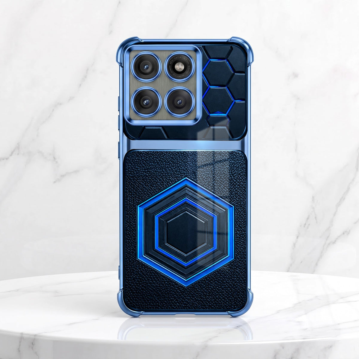 Motorola Edge 60 Pro 5G Cyber Hexagon Dual-Tone Transparent Blue Airbags Case