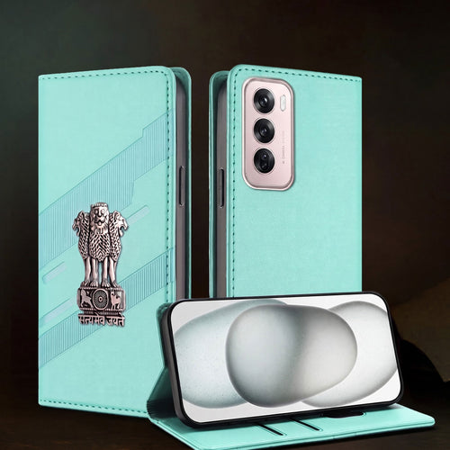 Oppo Reno 12 Pro 5G Satyamev Jayate 3D Emblem Magnetic Flip Wallet Case