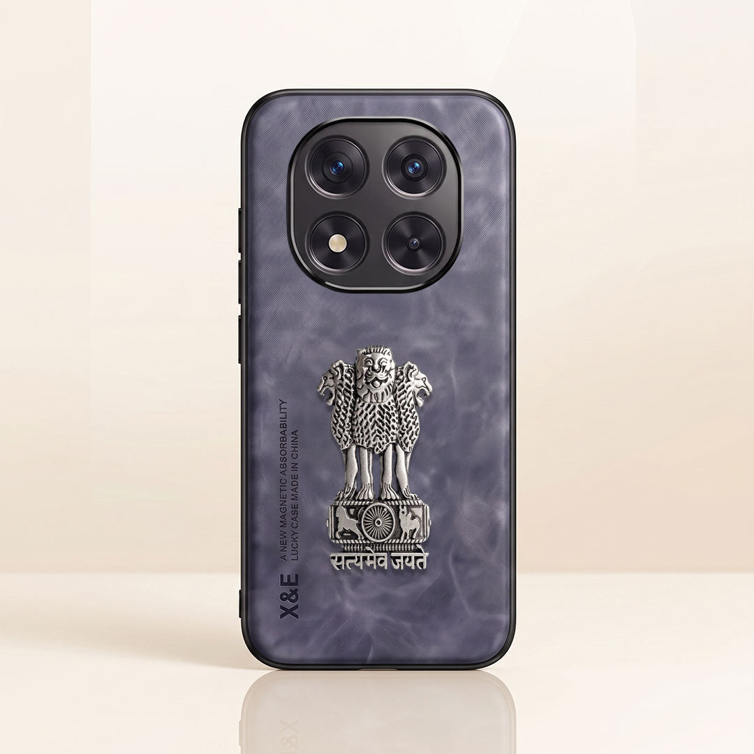 Redmi Note 14 Pro+ 5G Metal Emblem Satyamev Jayate Comfortable Sheepskin Phone Case