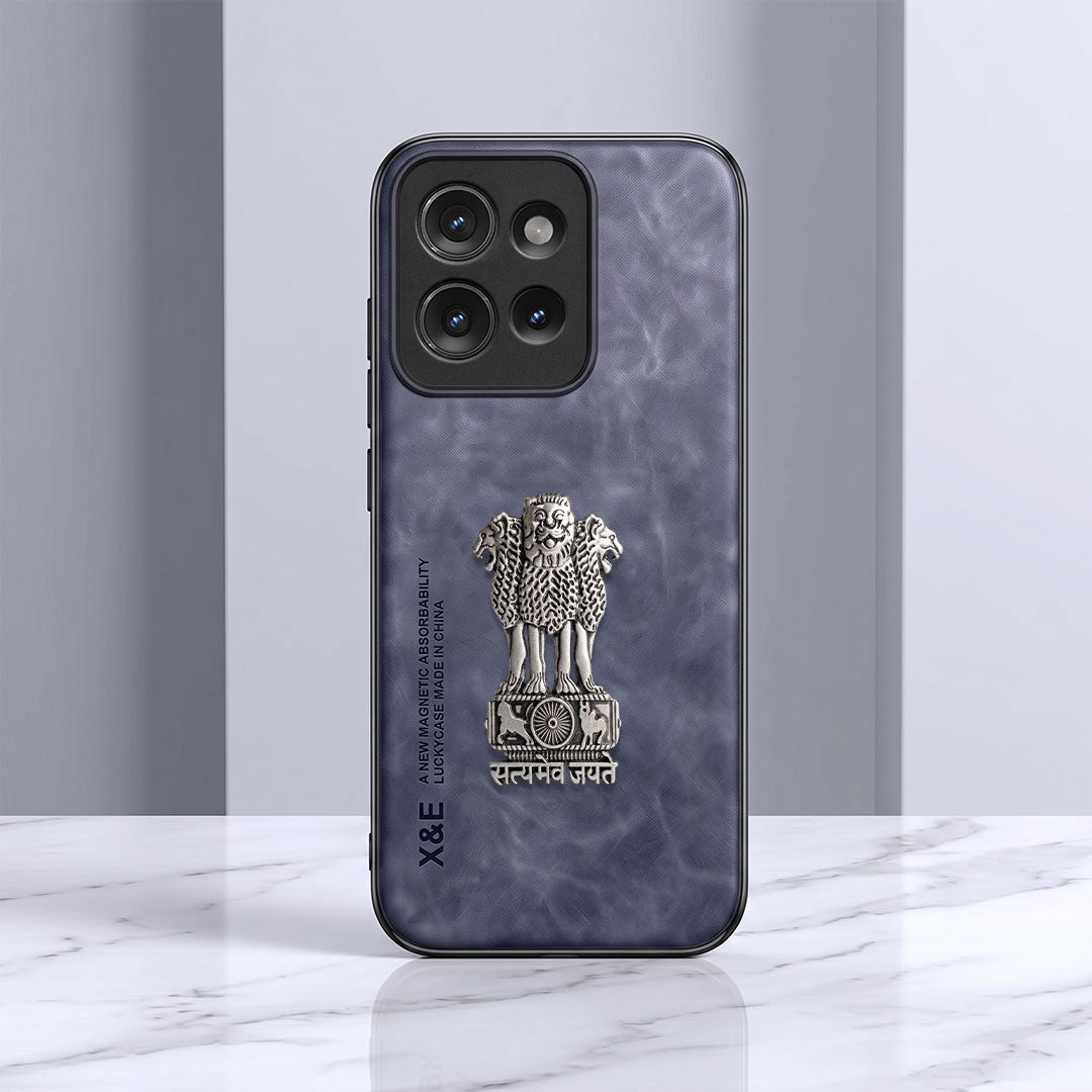 Motorola Edge 50 5G Metal Emblem Satyamev Jayate Comfortable Sheepskin Phone Case