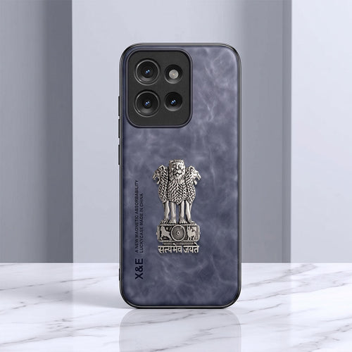 Motorola Edge 50 5G Metal Emblem Satyamev Jayate Comfortable Sheepskin Phone Case