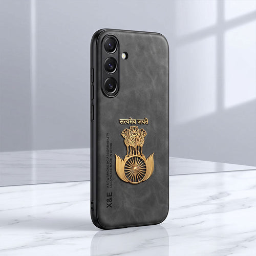 Samsung Galaxy A55 5G Satyamev Jayate Comfortable Leather Phone Case