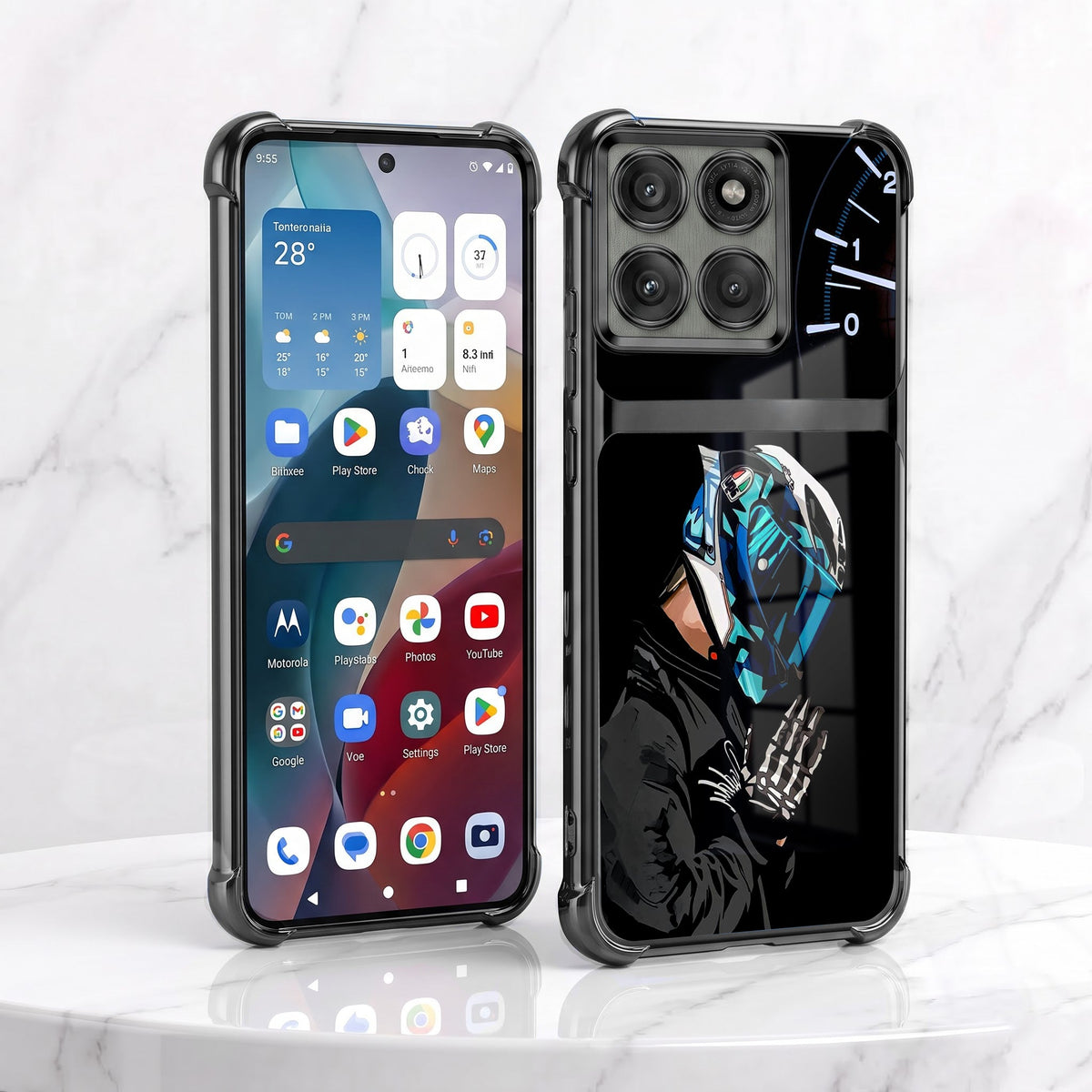 Motorola Edge 60 Pro 5G Cyberpunk Reaper Dual-Tone Transparent Black Airbags Case