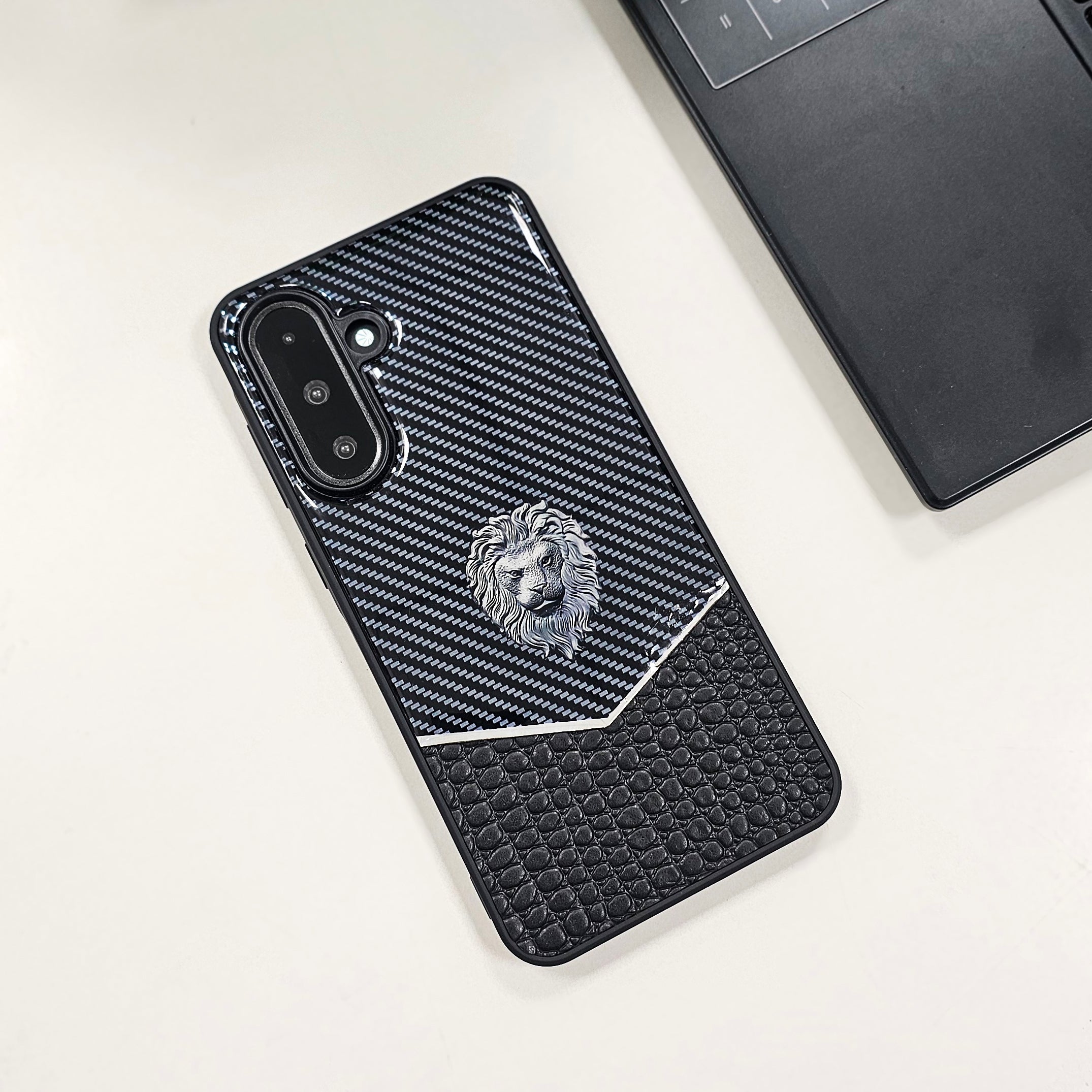 Samsung Galaxy A56 5G Luxury Lion Pattern Leather And Liquid Silicone Case