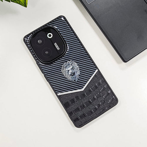 Vivo T3 Pro 5G Luxury Lion Pattern Leather And Liquid Silicone Case
