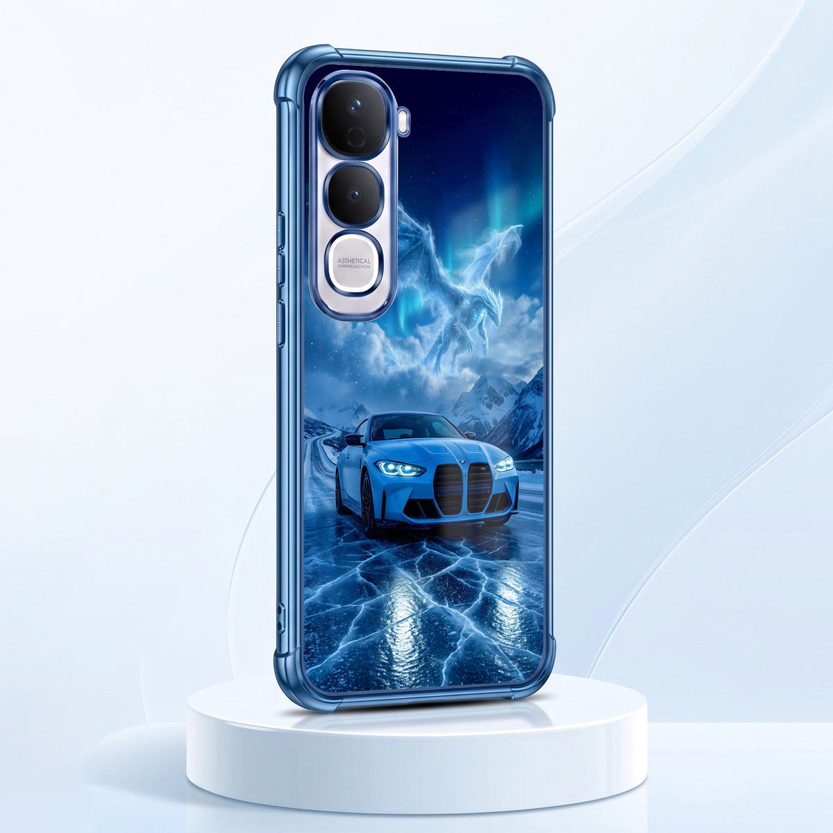 Vivo Y400 Pro 5G Premium BMW Car Blue Airbags Printed Back Case