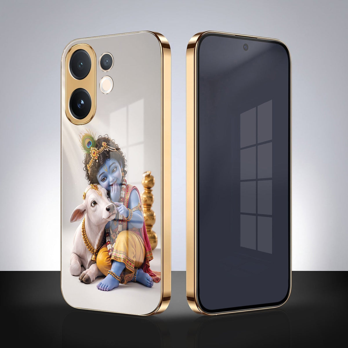 Vivo T4 Pro 5G Bal Krishna Blessings Gold Electroplated Glass Phone Back Case