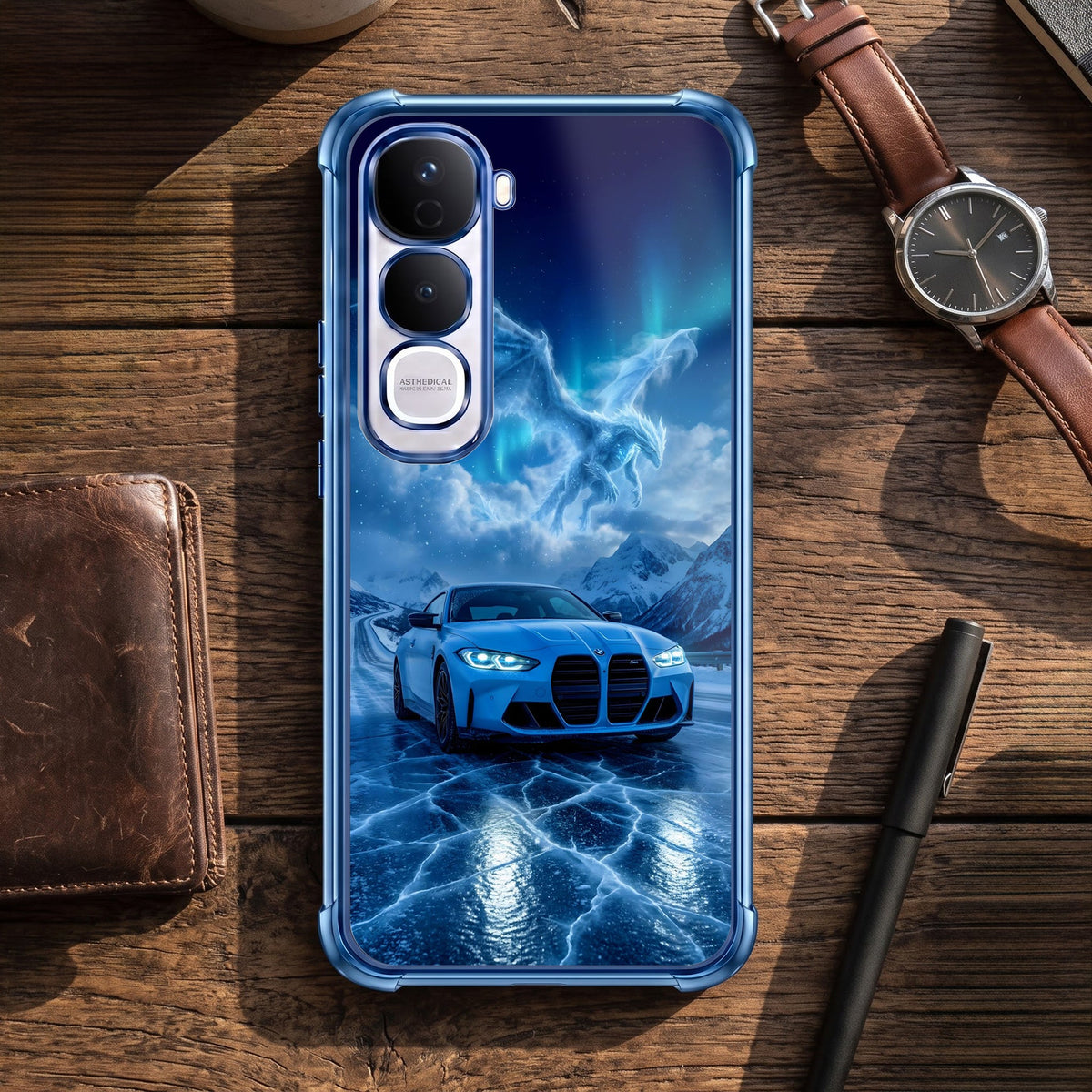 Vivo Y400 Pro 5G Premium BMW Car Blue Airbags Printed Back Case