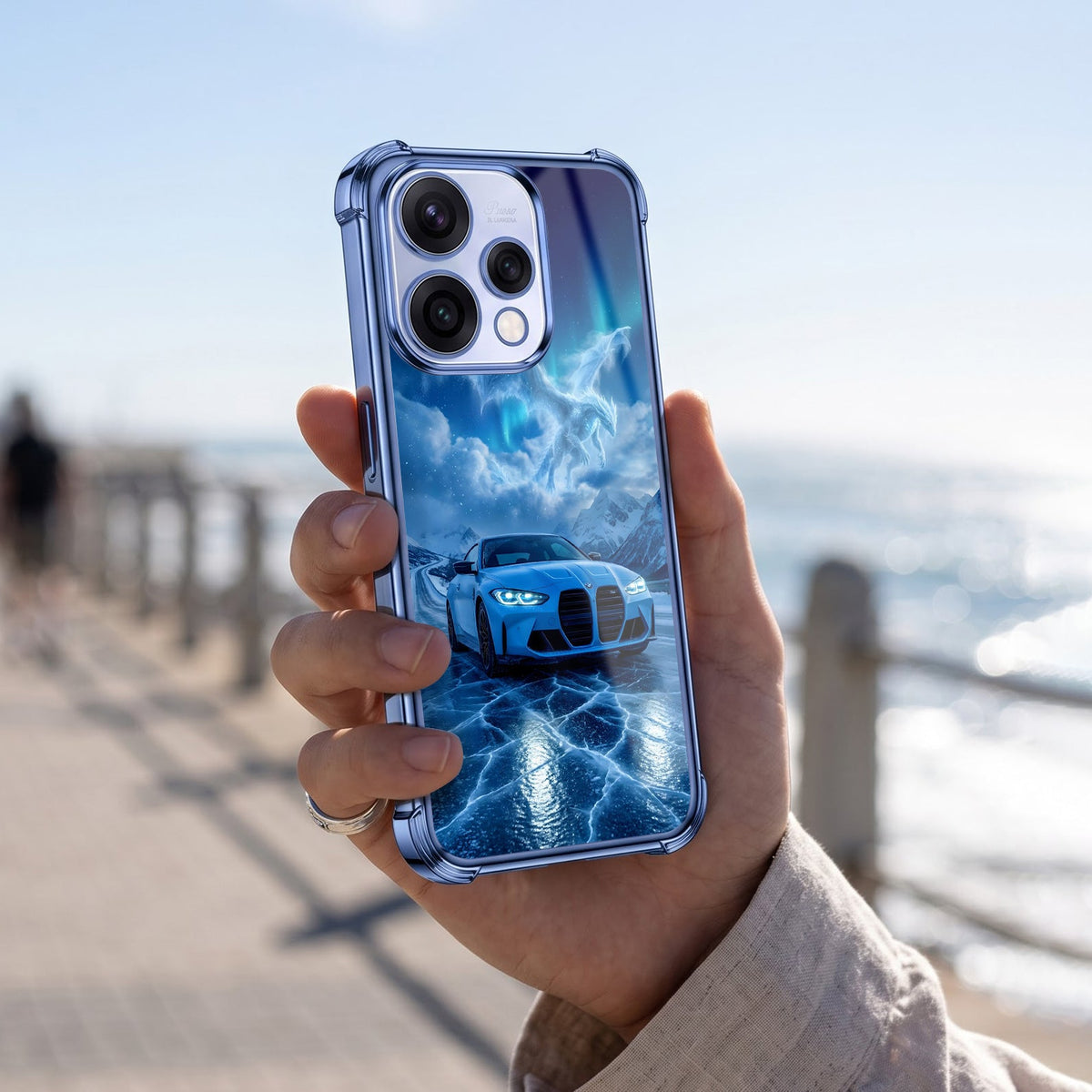 Oppo Reno 15 5G Premium BMW Car Blue Airbags Printed Back Case
