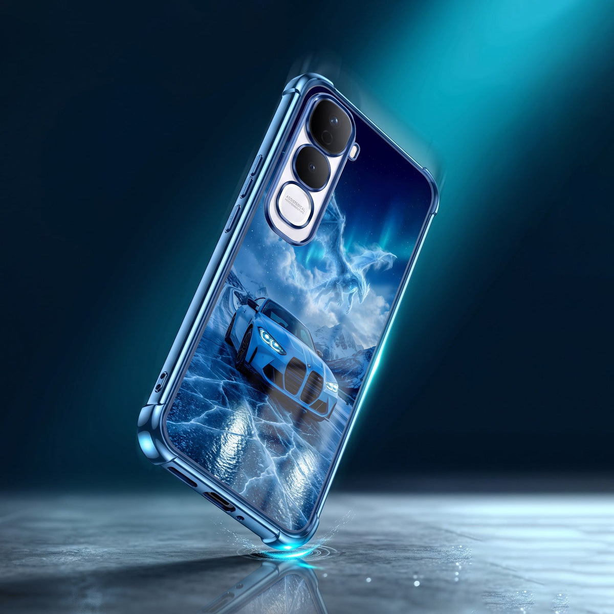 Vivo Y400 Pro 5G Premium BMW Car Blue Airbags Printed Back Case