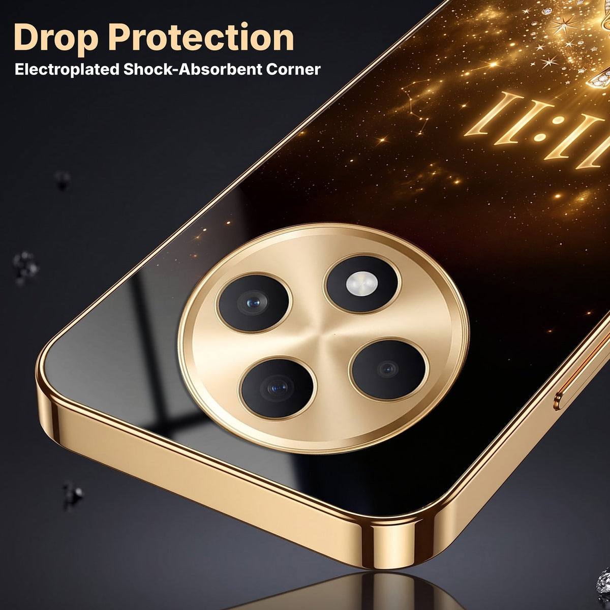 Oppo F27 Pro+ 5G God’s Plan Evil Eye Gold Electroplated Glass Phone Back Case