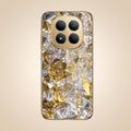 Redmi Note 15 Pro+ 5G White Diamond Shatter Gold Electroplated Glass Phone Back Case