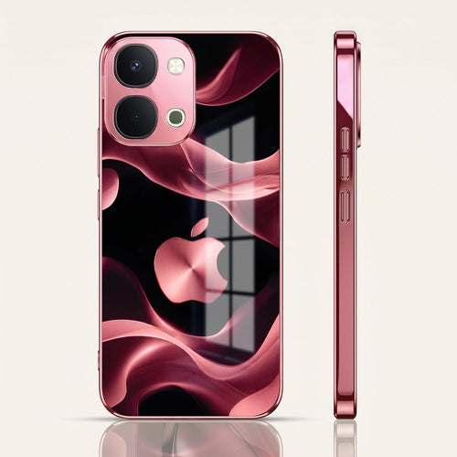 Vivo T5x 5G Luxury Wave Pink Electroplated Glass Phone Back Case