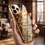 Oppo Reno 15 5G Golden Diamond Gold Electroplated Glass Phone Back Case