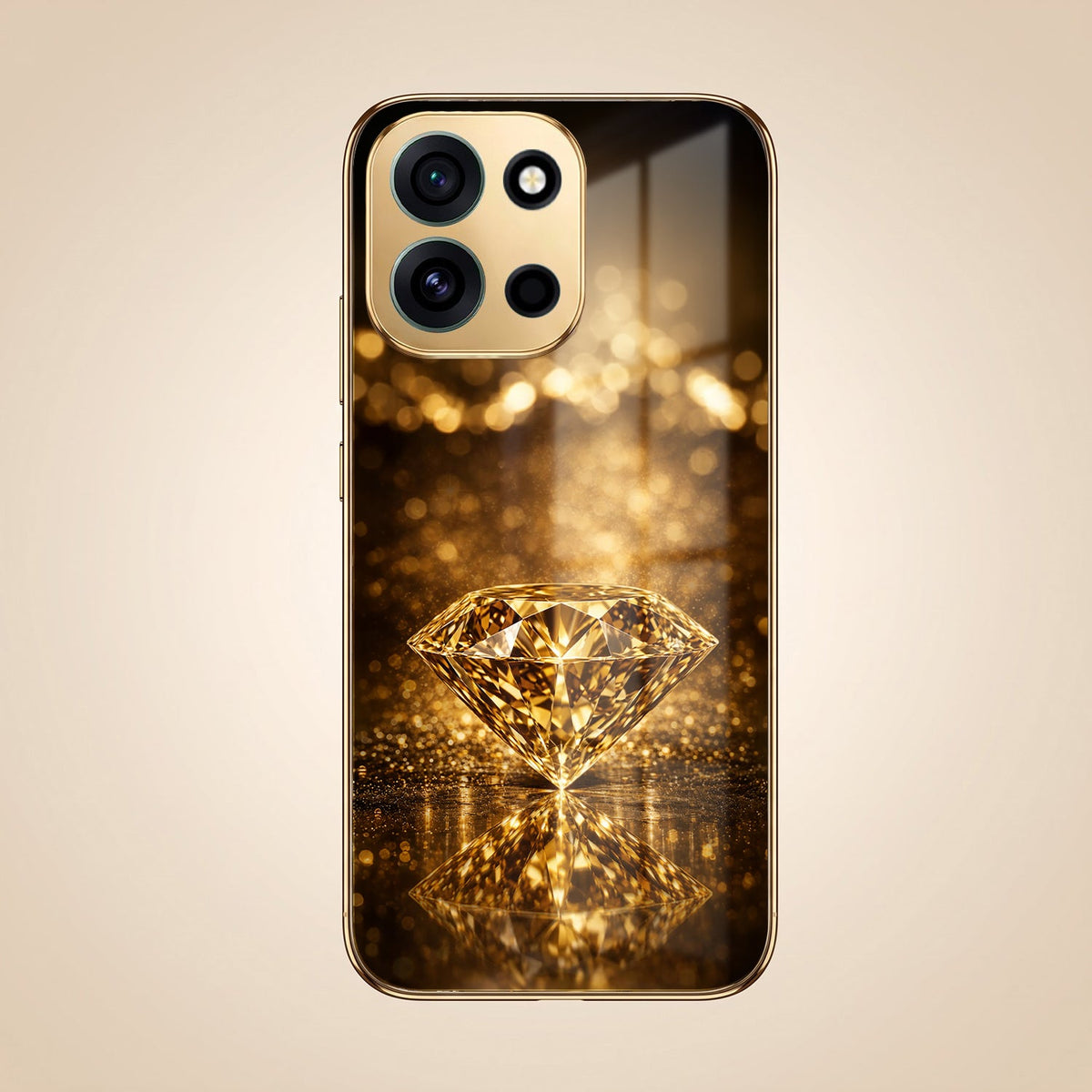 OnePlus Nord 6 5G Golden Diamond Gold Electroplated Glass Phone Back Case