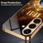 Samsung Galaxy A36 5G God’s Plan Evil Eye Gold Electroplated Glass Phone Back Case
