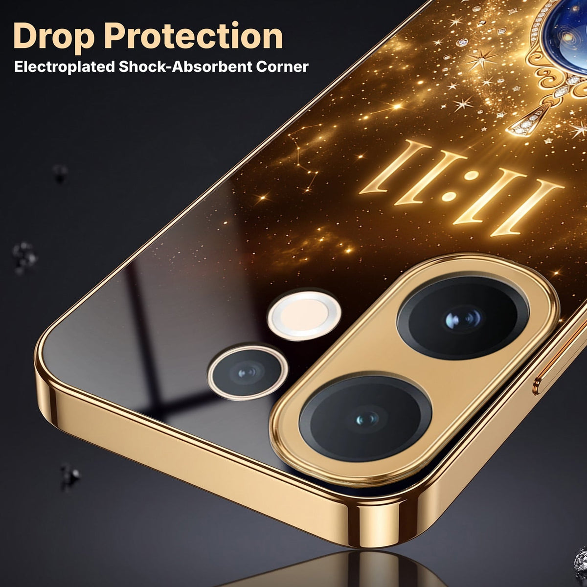 Vivo T4 Pro 5G God’s Plan Evil Eye Gold Electroplated Glass Phone Back Case