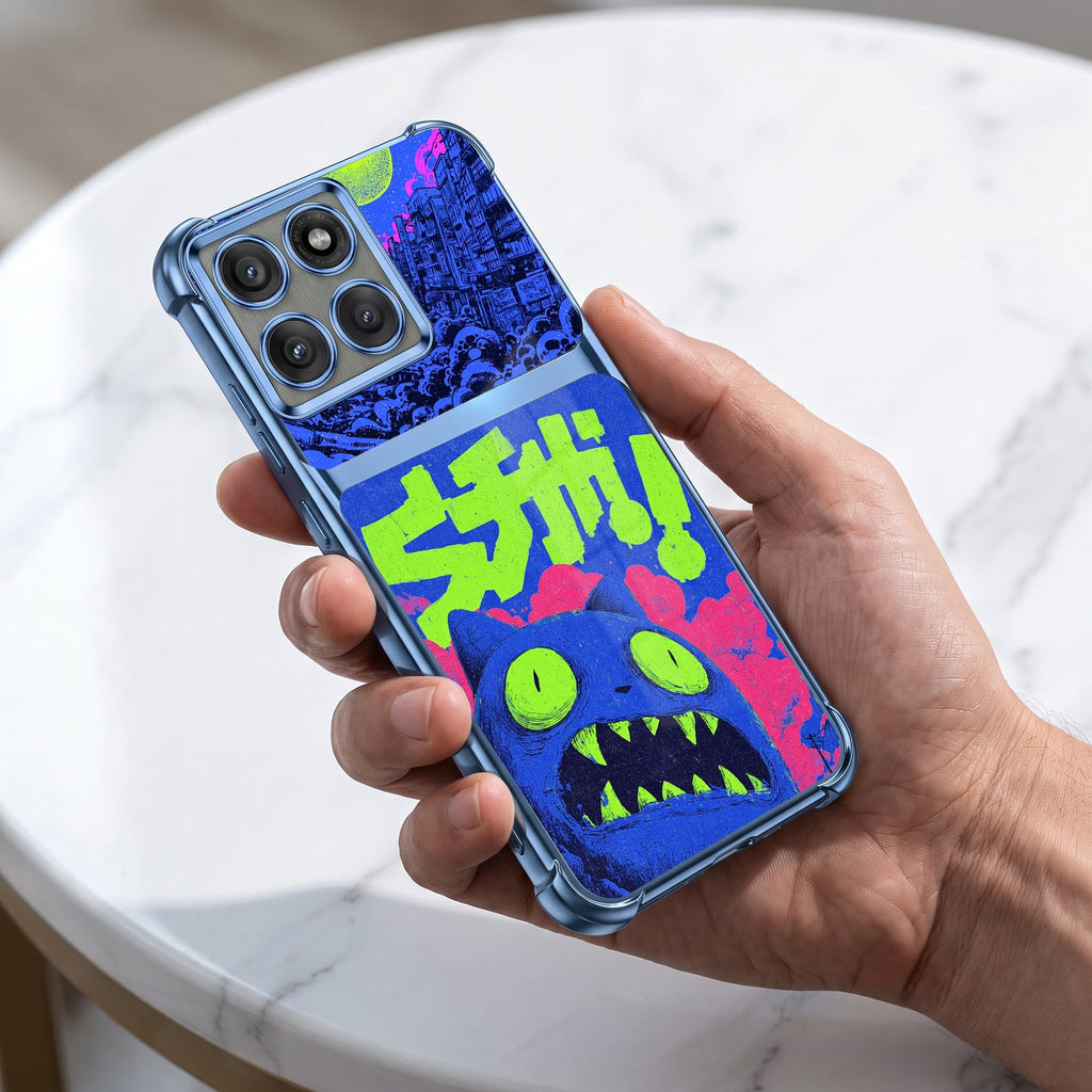 Motorola Edge 60 Pro 5G Neon Monster Dual-Tone Transparent Blue Airbags Case