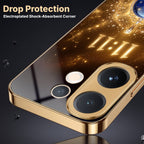 Vivo V60 5G God’s Plan Evil Eye Gold Electroplated Glass Phone Back Case