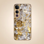 Vivo Y400 Pro 5G White Diamond Shatter Gold Electroplated Glass Phone Back Case