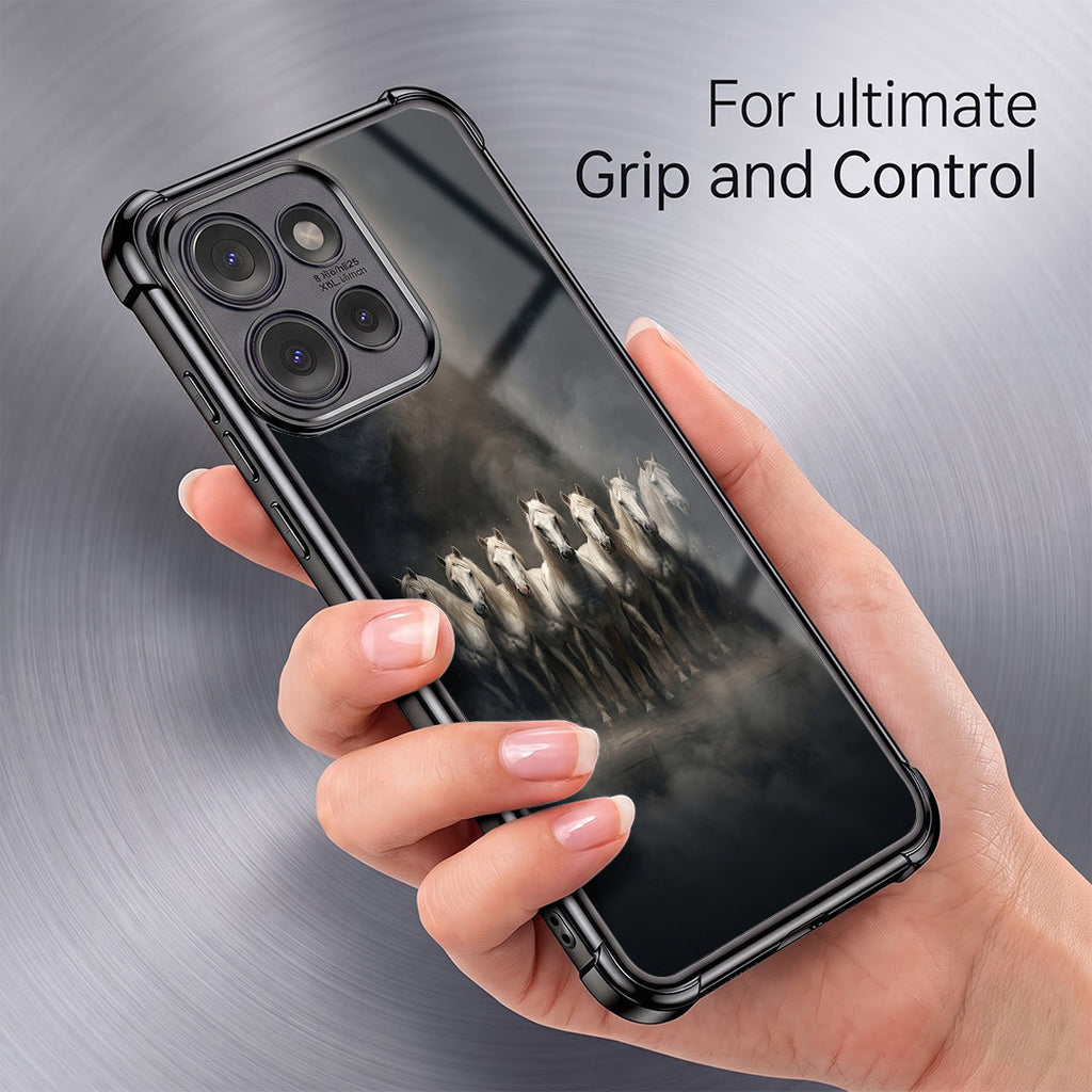 Motorola Edge 50 Neo 5G Running Horses Black Airbags Printed Back Case