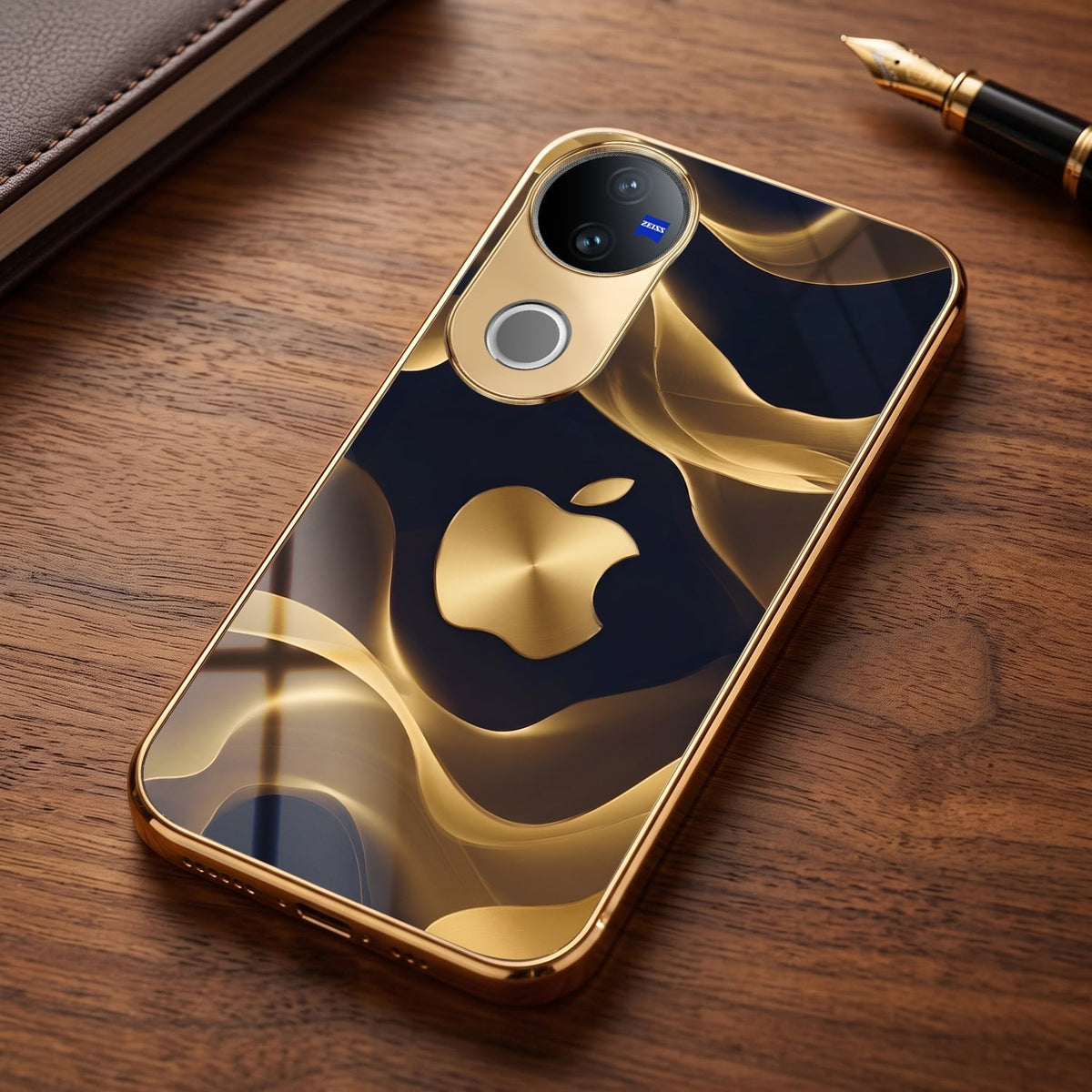 Vivo T4R 5G Luxury Wave Gold Electroplated Glass Phone Back Case