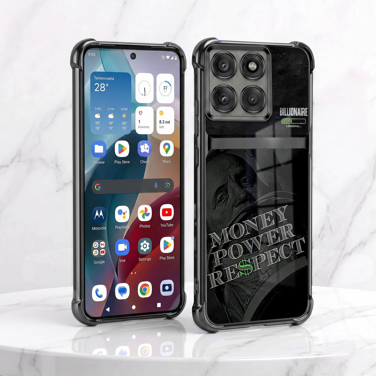 Motorola Edge 60 Pro 5G Money Power Dual-Tone Transparent Black Airbags Case