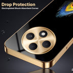 Oppo F27 Pro+ 5G Multi-Feather Peacock Gold Electroplated Glass Phone Back Case